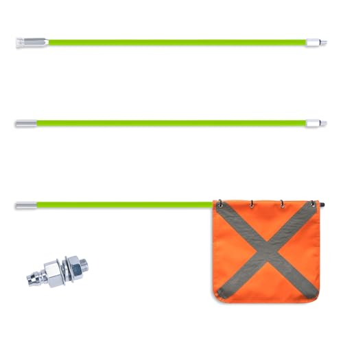 Green Off-Road Safety Whip Flag - Heavy Duty Orange Flag with Reflective Stripes & Gray Pole for ATV, UTV, Dune Buggy, Can be 3.3', 6.6' or 10' - color: Green