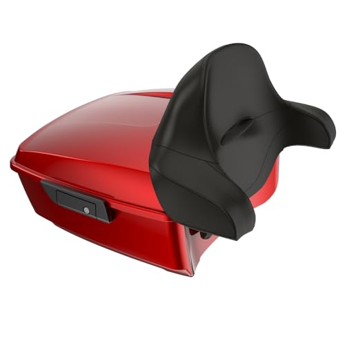 Advanblack 2025 Road Glide King Tour Trunk Pack Black Latch Wrap-Around Backrest Compatible with 1997-2025 Harley Touring Road Glide, Street Glide, Electra Glide (Brilliant Red) - color: Brilliant Red