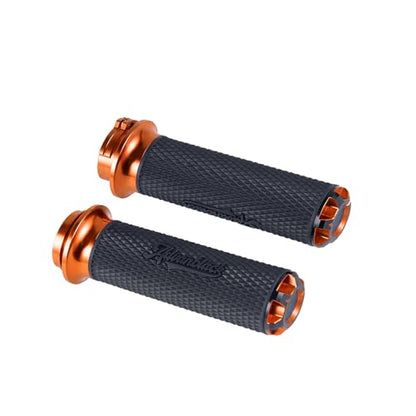 Advanblack AXION Performance Grips, Cable Throttle Hand Grips Compatible with Harley Touring Road Glide Street Glide, Softail - color: Orange