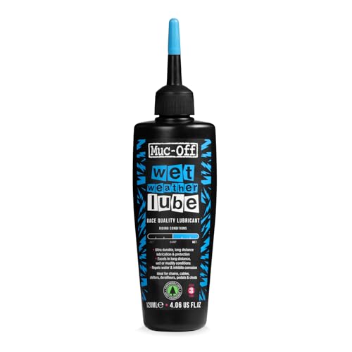 Muc-Off Chain Wet Lube 120ml | Biodegradable Bicycle Chain Lubricant Wet | Reduces Friction & Extends Chain Life | Wax-Based Formula Repels Water | Suitable for MTB & Road Bikes - size: 120ml