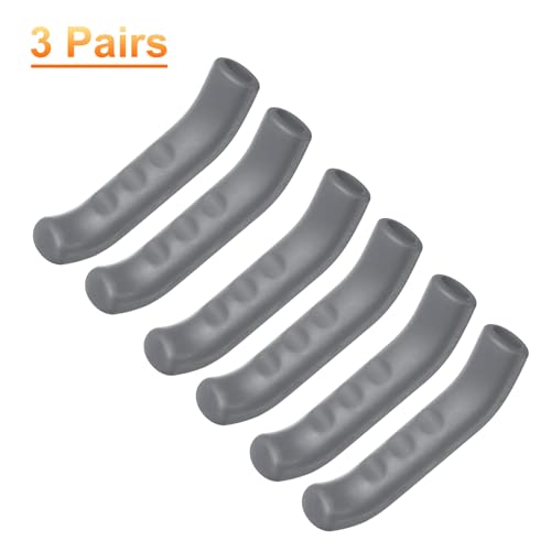 HARFINGTON 3 Pairs Bike Brake Lever Cover Silicone Brake Lever Grip Protector Anti-Slip Brake Handle Protection Covers Sleeve for Mountain Road Bike Cycling, Grey - color: Gray