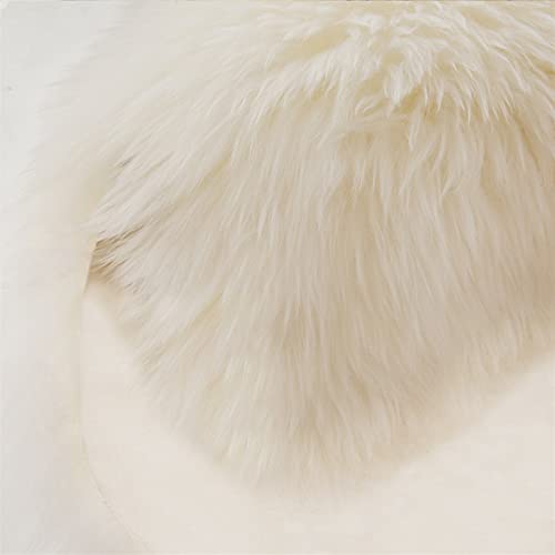 Real Genuine Sheepskin Rug Natural Fur Rug Sheep Skin Rugs Full Sheepskin Rugs Authentic Sheep Skin Throw Lambskin Seat Covers for Chairs Wool Seat Pad Cushion White (2.3X3.28 ft) - color: 2