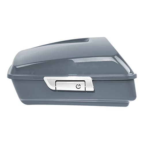 TCT-MOTORPARTS Chopped Luggage Trunk w/Wrap-Around Backrest Pad Two-Up Mounting Rack Fit For Harley Street Glide 14-25 Gunship Gray - color: Gunship Gray Chopped Tour Pack #3