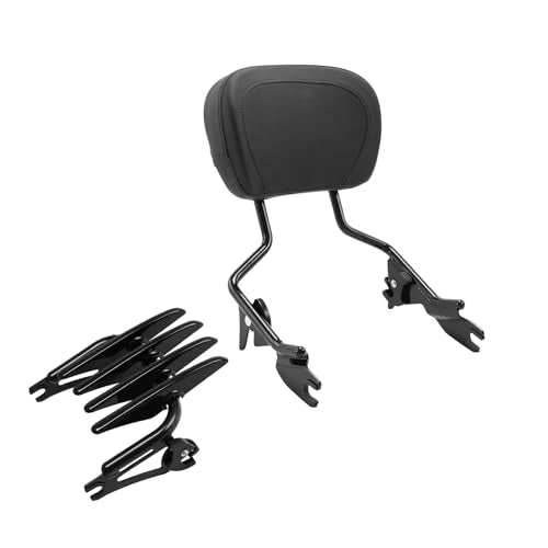Black Detachable Sissy Bar Upright Passenger Backrest Pad & Luggage Rack For Harley Touring Road King Street Glide Road Glide 2009-2025 - color: Black #2