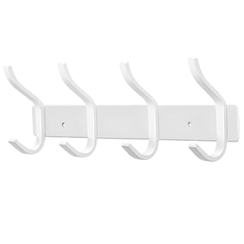 Coat Hanger Wall Mount, 12 Inch Coat Hooks Wall Mount with 4 Hooks, White Wall Hooks for Entryway, Bathroom - for Hanging Backpack, Bag, Coat, Purse, Hat, Towel, Clothes - color: White, size: 4 Hooks