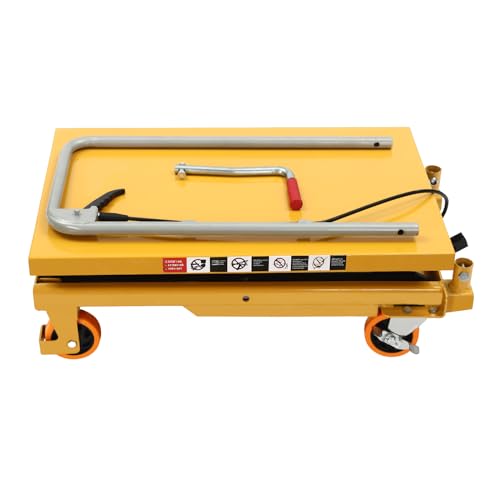 Hydraulic Lift Table Cart 330 LBS Hydraulic Motorcycle Lift Jack Table with 4 Wheels Scissor Lift Table Cart for Factory, Warehouse, Supermarket (35.8 * 19.7in)