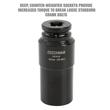OEMTOOLS 25300 22mm Crank Bolt Socket, Heavy Duty Harmonic Balancer Socket For Stubborn Bolts, 22mm Impact Socket 1/2 Drive Crank Bolt Removal Tool - style: 22 millimeter
