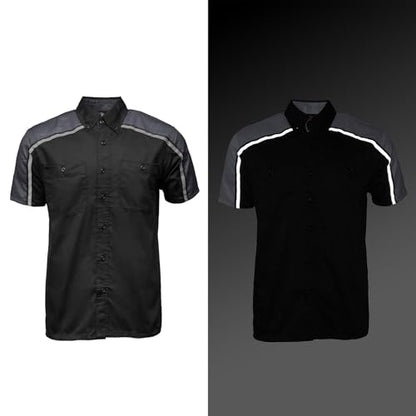 MILWAUKEE MOTORCYCLE CLOTHING CO. Men’s Blk/Grey Mechanic Work Shirt – w/Reflective Strip, Rider‑Built MDM11601 - size: XX-Large