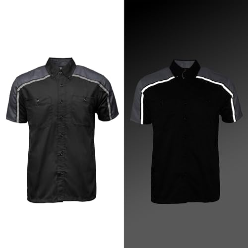 MILWAUKEE MOTORCYCLE CLOTHING CO. Men’s Blk/Grey Mechanic Work Shirt – w/Reflective Strip, Rider‑Built MDM11601 - size: Large