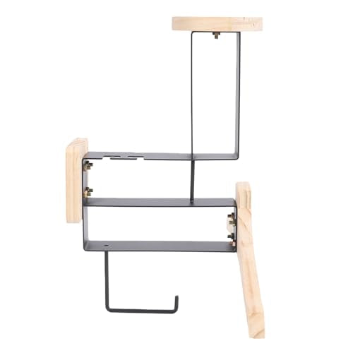Keenso Motorcycle Helmet Holder, Wall Mount Storage Rack for Riding Gear with Solid Wood Iron Design, Space Saving Multifunctional Hanger for Helmets Clothes Gloves