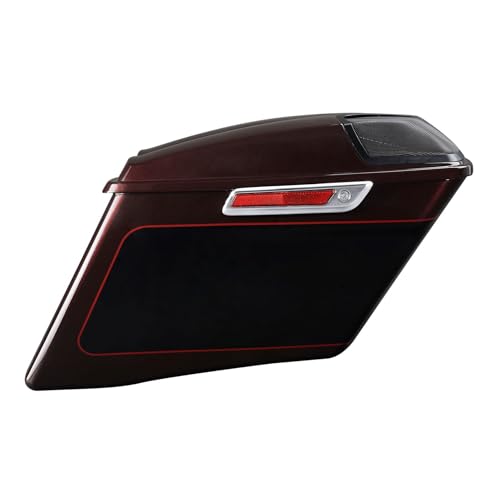 HR3 Midnight Crimson/Vivid Black 4" Stretched Hard Saddlebags w/Speaker Lids Compatible with 2022 Street Glide Special FLHXS (Replace for OEM) - color: Midnight Crimson / Vivid Black