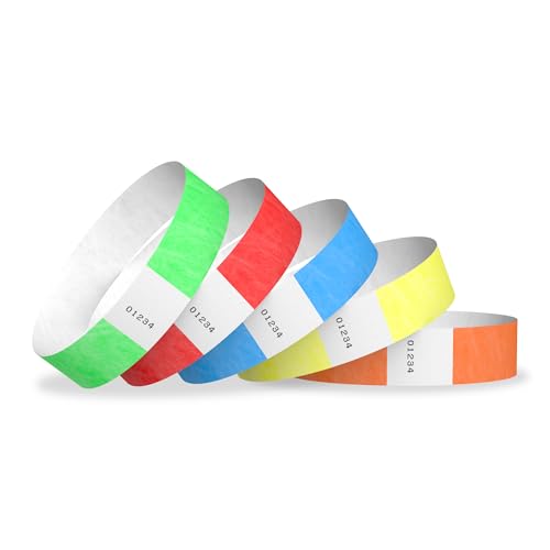 1,000 WristCo Tyvek Wristbands for Events – 5-Color Variety Pack – Tamper-Proof Design Prevents Reuse – Premium-Grade Bracelets for Hospital & Medical ID, Party, VIP Identification - color: 5 Color Variety Pack