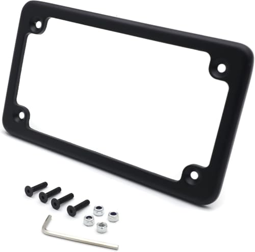 Billet Aluminum Motorcycle License Plate Frame 7x4 Inch Black Finish Fits Custom Chopper Springer Mini Bike Universal Axle Mount Applications - color: Black, size: Classic