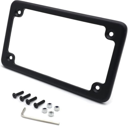 Billet Aluminum Motorcycle License Plate Frame 7x4 Inch Black Finish Fits Custom Chopper Springer Mini Bike Universal Axle Mount Applications - color: Black, size: Classic