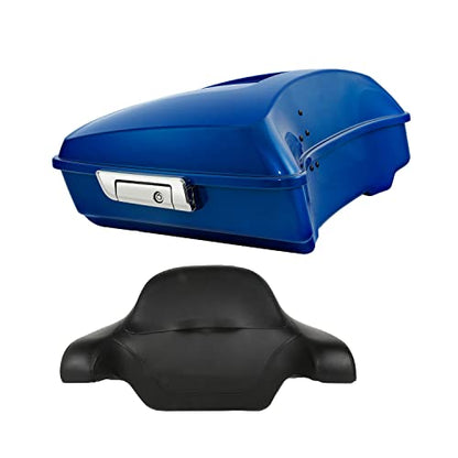 Electric Blue Chopped Trunk W/Latch Backrest Fits for Harley Tour Luggage Trunk Touring 14-22 Road Street Electra Glide - color: Electric Blue Chopped Trunk Set #4