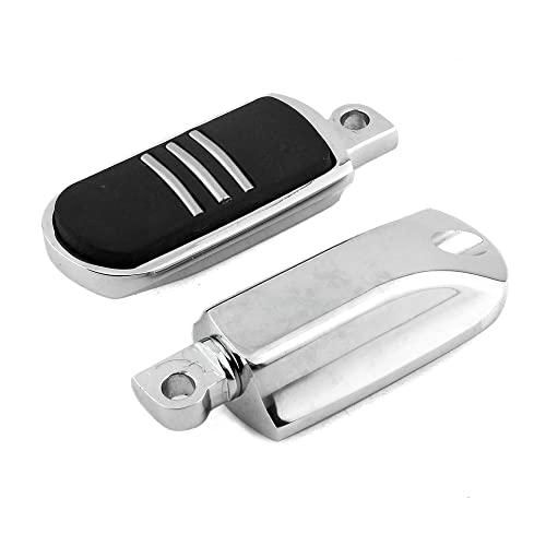 Chrome Rubber Foot Pegs Motorcycle Footpeg Footrest Set Fits For 1986 and Newer Harley Touring and Softail Models (Chrome) - color: Style 2#-Chrome