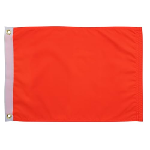 SYII Orange Boat Flag 12x18 Inches Outdoor, Heavy Duty Solid Color Nylon UTV ATV Attention Safety Flags with 2 Brass Grommets for Boating Car Bike Yacht Construction - color: 12x18 Orange Flag
