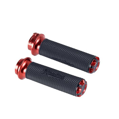 Advanblack AXION Performance Grips, Cable Throttle Hand Grips Compatible with Harley Touring Road Glide Street Glide, Softail - color: Red