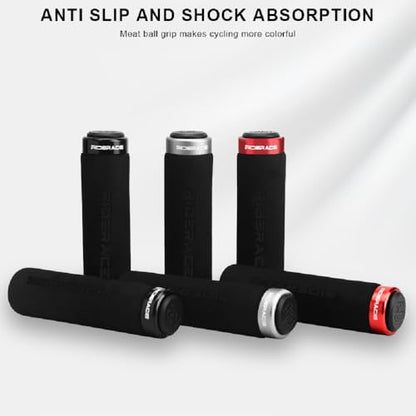 Bike Handlebar Grips,Single Lock On Anti-Slip Foam Mountain Bike Grips,Shock-Absorbing Comfortable,for MTB/BMX/Folding Bicycle - color: gray and black