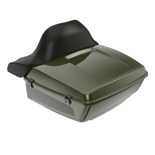 Advanblack King Tour Trunk Pack Compatible with Harley Touring CVO Road Glide, Street Glide, 2023.5 2024 2025 2026 Mounting Rack, Full Backrest & Trunk Liners (Olive Steel Metallic/Vivid Black) - color: Olive Steel Metallic/Vivid Black