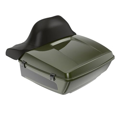 Advanblack King Tour Trunk Pack Compatible with Harley Touring CVO Road Glide, Street Glide, 2023.5 2024 2025 2026 Mounting Rack, Full Backrest & Trunk Liners (Olive Steel Metallic/Vivid Black) - color: Olive Steel Metallic/Vivid Black