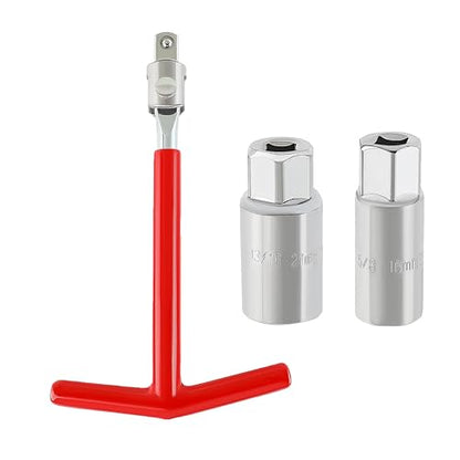 Spark Plug Socket Wrench T-Handle, Universal Spark Plug Remover and Installer Tool for Motorcycles, Small Motor Vehicles, Lawn Mowers, 6mm (5/8") & 21mm (13/16") Sizes