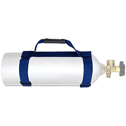 Dive Tank Carrier, Heavy Duty Webbing Scuba Air Tank Band Adjustable Cylinder Holder Carrying Strap with Comfort Handle - color: Blue