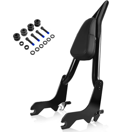 Backrest Sissy Bar compatible with Harley Davidson Softail Standard Deluxe Slim Heritage Classic FLHC Street Bob 107 114 FXBB FLDE FXST FLSL 25" Tall Passenger Backrest W/Docking 2018-Up - color: Black