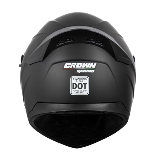 F-700 Full Face Motorcycle Helmet for Adults, DOT FMVSS 218 Certified Street Bike Helmet with Tinted Shield, Clear Replacement Visor and Removable Liner - color: Matt Black