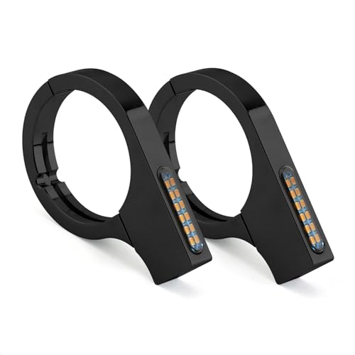 Motorcycle Turn Signals LED 43-46mm Front Fork Turn Signal Lights Indicator Clamps Amber Lamp 12V Fit for Harley Honda Yamaha Kawasaki Suzuki Indian Cafe Racer Chopper Bobber Custom - size: 43-46mm
