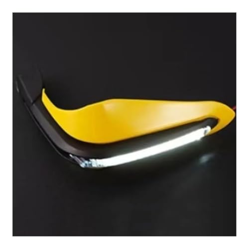 Motorcycle Windproof Handlebar Handguard 1 Pair Brake Lever Guard with Light Hand Shield Protector for Motorcycle - color: White light yellow