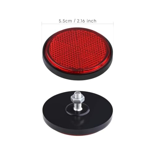 2 inch (55mm) Round Reflector Side Marker for Motorcycle ATV Scooter Dirt Bike - 2 Pair (Red & Yellow)