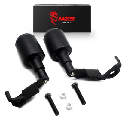 MZS Bar End Mirrors, Motorcycle Handlebar Mirrors Round Black+Motorcycle Frame Sliders, Falling Crash Protector Guards No Cut Kits Compatible with CBR1000RR