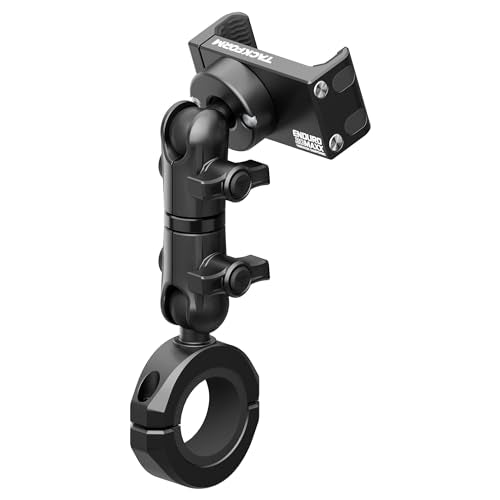 Tackform Black Motorcycle All Metal Phone Mount - Vibration Dampening 20MAXX Spring Cradle | 3.5" Long Reach Arm | Universal Clamp Fits 1-1/4" to 1-1/2" Bars | Compatible with iPhones, Galaxy, More - color: Black, size: 1-1/4" to 1-1/2"