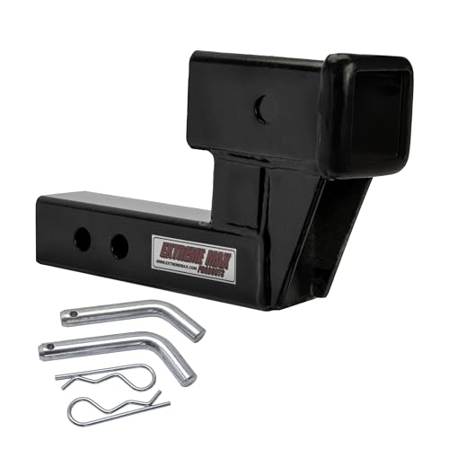 EXTAI Extreme Max 5001.6509 Solid Shank Receiver Extension - 4" Rise, Includes Two Hitch Pins, Black - size: 4" Rise