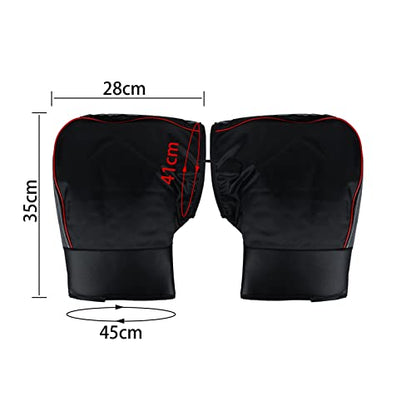 XGOPTS Winter Waterproof ATV Hand Muffs ATV Gloves Windproof Snowmobile Handlebar Covers Motorcycle Gloves Thicken Thermal Grip Handlebar Gauntlet Mitts Hand Warmer Covers - color: Black Large