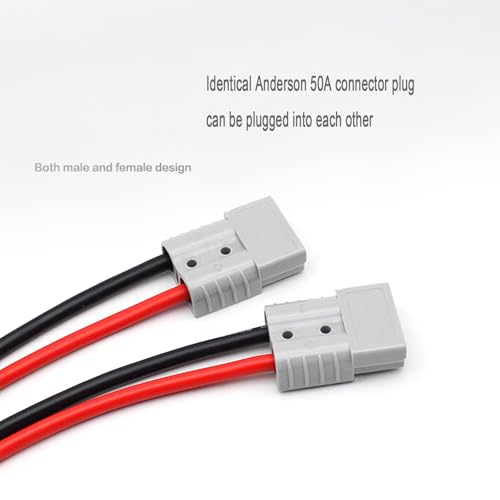 Anderson Plug Connector Cable 50A Battery Connector Quick Connectors Power Transfer Jumper Quick Connect Cable for Truck,Forklift Battery Charging（1M） - size: Anderson-Anderson 50A 1m