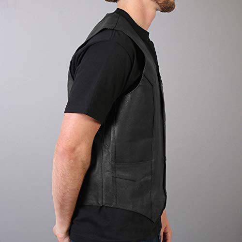 Hot Leathers Men’s Black Medium Weight Leather Vest with Inside Pocket - color: Vsm1014-black, size: 4X-Large