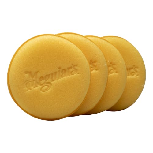 Meguiar's 4" Foam Applicator Pads, 4 Count - Ultra-Soft Hand Applicators with a Tight-Cell Foam Construction for a Smooth Application of Waxes, Polishes, Tire Dressing, Protectants and More, 4 Pack