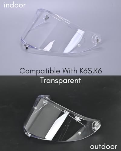 Compatible With K6S Visor K6 Face Shield Replacement Tinted Visor Helmet Accessories (Transparent) - color: Transparent