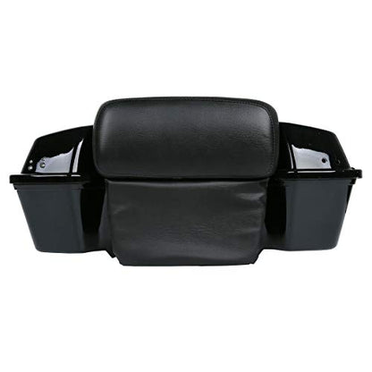 TCMT Razor Motorcycle Trunk Box Backrest Pad Fit For Harley Touring 1997-2013 Road Glide Street Glide Electra Glide Road King(Black Latches) Pack Trunk - color: BLack Lacthes Trunk+Backrest