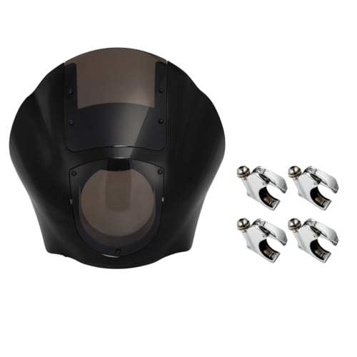 Green-L Quarter Fairing with 41mm Fork Mount Clamps Fit for Harley Sportster XL883 XL1200 Dyna Headlight Cowl Windshield Kit - color: Smoke Windshield, size: w/ 41mm Chrome Clamps