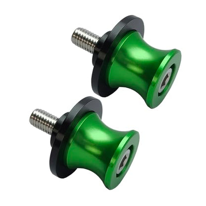 2pcs M8 X1.5 Motorcycle Swing Arm Spools Sliders CNC 8mm Swingarm Stand Screw Replacement for Honda Suzuki BMW Kawasaki（Green) - color: Green