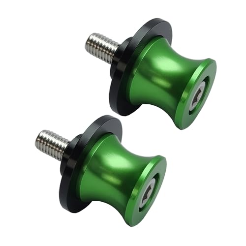 2pcs M8 X1.5 Motorcycle Swing Arm Spools Sliders CNC 8mm Swingarm Stand Screw Replacement for Honda Suzuki BMW Kawasaki（Green) - color: Green