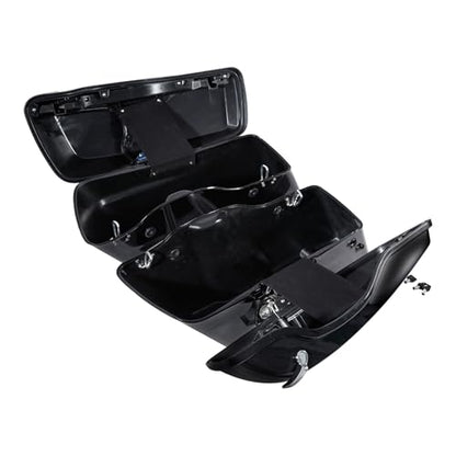 TCT-MOTORPARTS Hard Saddlebags w/Saddle bag LED Turn Signal Light Fit For Harley Touring 2014-2025 Electra Road Street Glide - color: Standard Vivid Black w/Light #1