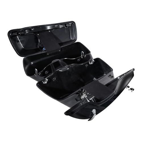 TCT-MOTORPARTS Matte Black Hard Saddle Bags Saddlebag w/Latch Fit for Harley 2014-2024 Touring FLT FLHT FLHTCU FLHRC Road King Street Electra Glide Ultra-Classic - color: Standard Matte Black
