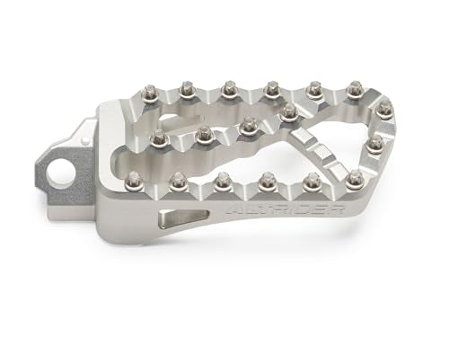 AltRider Adventure II Foot Pegs Compatible With BMW R 1200/1250 / 1300 GS/GSA - Heavy Duty Design - Boot Friendly, High Traction Cleats for Stability & Grip - Adjustable Camber & Height - Silver - color: Silver, size: Adventure II (58mm x 122mm)