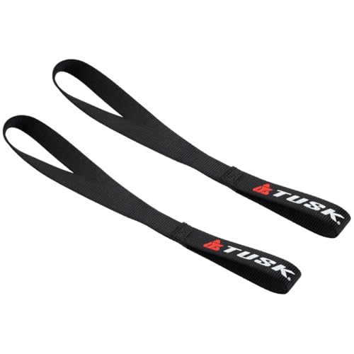 TUSK Soft Hook Tie-Down Extension Straps – 16″ Black (2-Pack) – Soft-Loop Extensions for Motorcycles, ATVs & Powersport Cargo