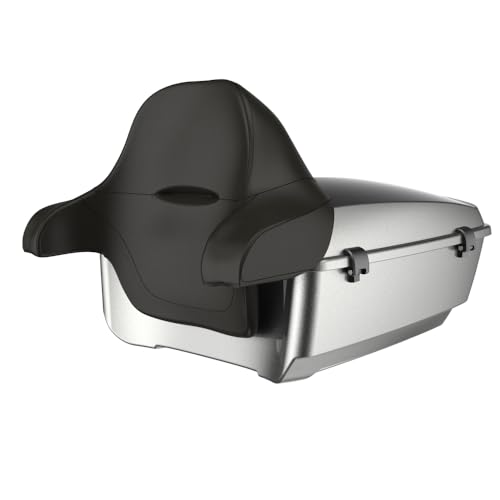 Advanblack 2025 Road Glide King Tour Trunk Pack Black Latch Wrap-Around Backrest Compatible with 1997-2025 Harley Touring Road Glide, Street Glide, Electra Glide (Mercury Silver) - color: Mercury Silver
