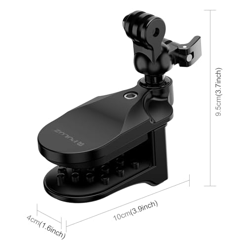 PULUZ Motorcycle Helmet Chin Clamp Mount Camera Mount for Gopro Hero 12 11 10/ Insta360 X3 / DJI Action 4, 360 Rotation Action Camera Holder for Helmets Stable Fast Release Riding Cycling